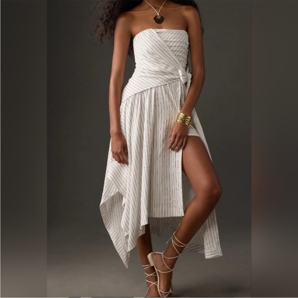 By Anthropologie Straplees Hanky- Hem Midi Dress. - Picture 1 of 6